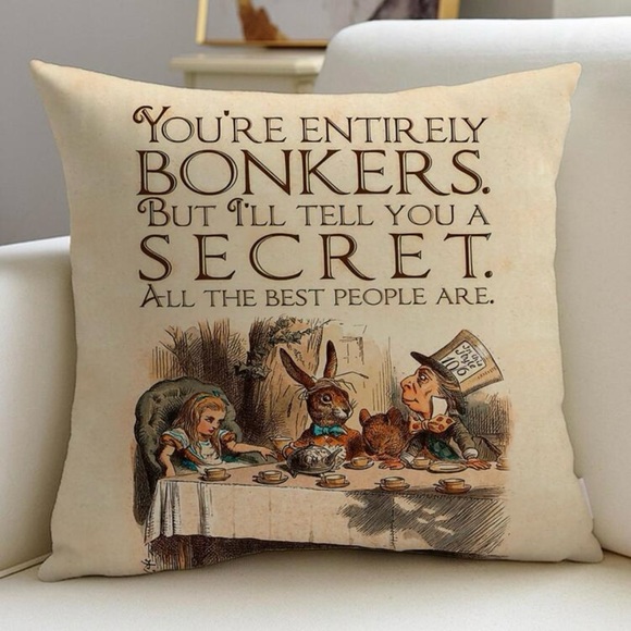 Alice in Wonderland Tea Party Whimsy Woodland Pillow Cover - Picture 1 of 4